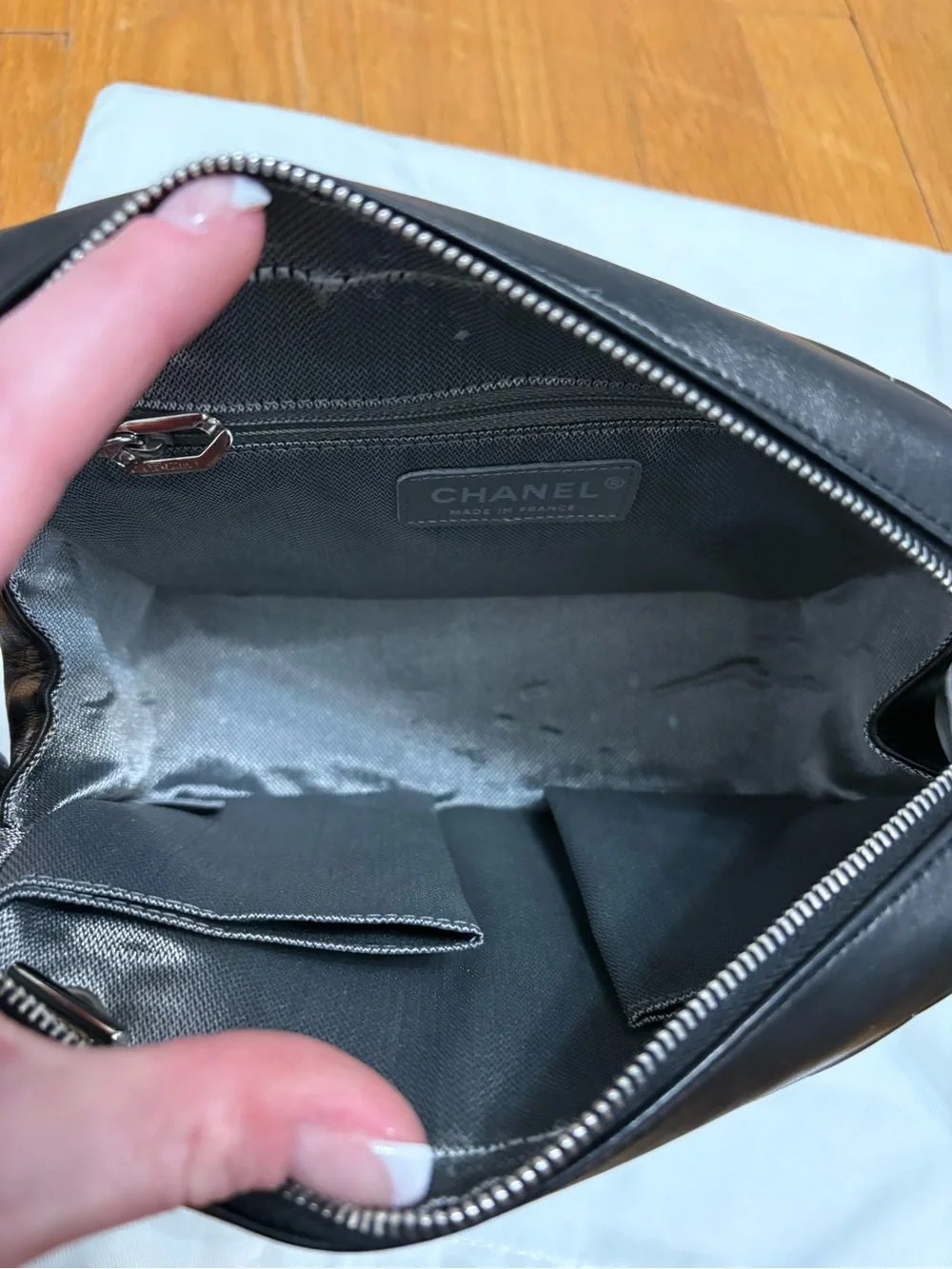 💟Chanel Mademoiselle Vertical Quilted Camera Bag- Black w/ Silver hardware💟